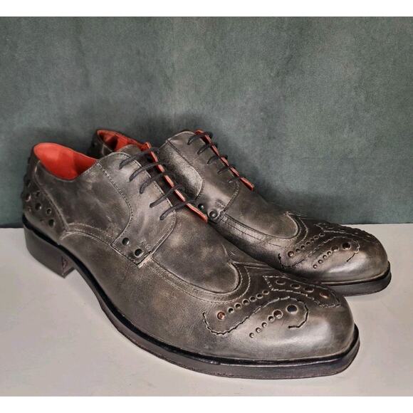 Jo Ghost Gray Leather w Metal Studs Casual/Dress Shoes Made In Italy US 8 EU 41